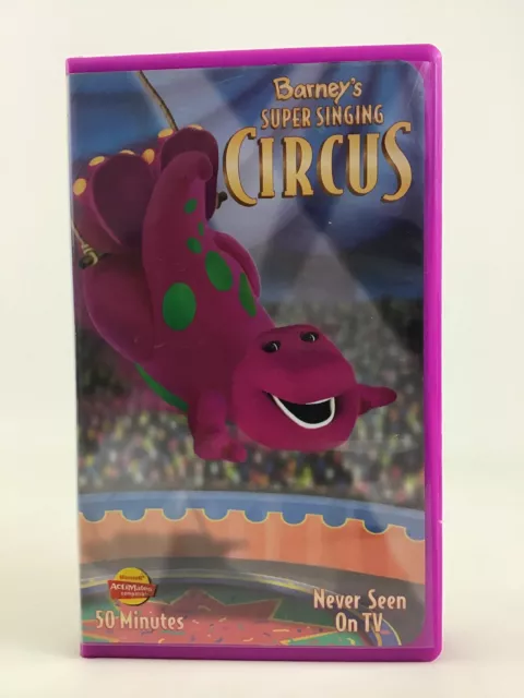 BARNEY SUPER SINGING Circus VHS Clam Shell White Cassette Tape Vintage ...