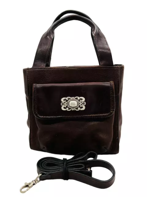 Fossil 1954 Pebbled Brown Leather Crossbody Silver Tone Ware Purse Shoulder Bag