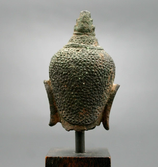 Antique Sukhothai Bronze Head Of Buddha Thai C14th/15th 4