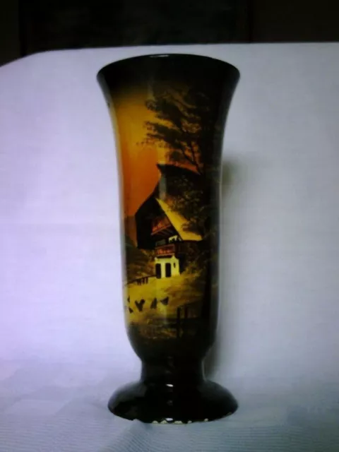 Vase, Schramberg, Majolika, Schwarzwaldhaus, 3969, handgemalt