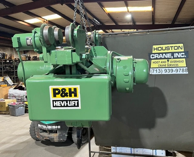 P&H 7. 5 Ton Wire Rope Hoist w/ Motorized Trolley, 34HL11D, 20 ft Lift, 460V