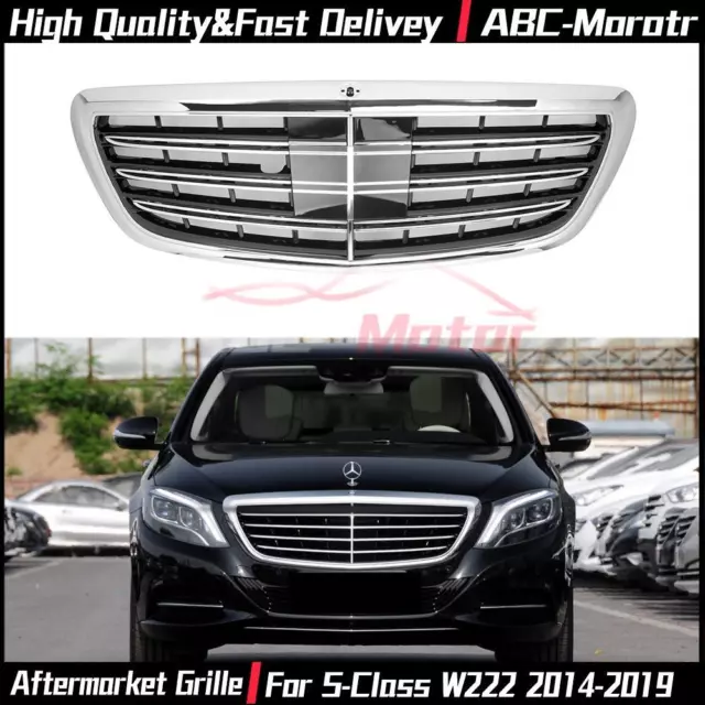 Chrome AMG Style Bumper Grille For Mercedes Benz S-Class W222 2014-19 S400 S450