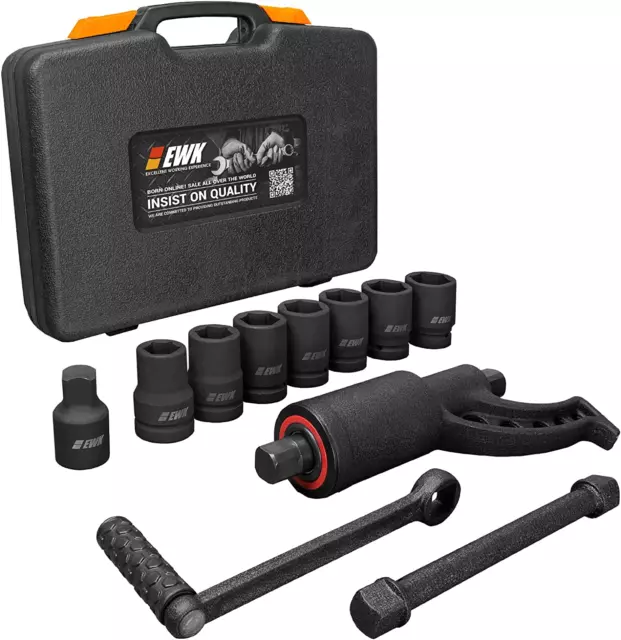 11 Pcs 1" Drive Heavy Duty Torque Multiplier Wrench with 24-38Mm Sockets Set