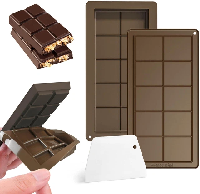 Pipihome Cioccolatini Stampi in Silicone, 2 Pezzi Stampo per Cioccolato, Stampo per Tavoletta di Cioccolato Profonda, Stampi Cioccolatini Extra Profondi per Dubai Chocolate Torrone e Dolciumi