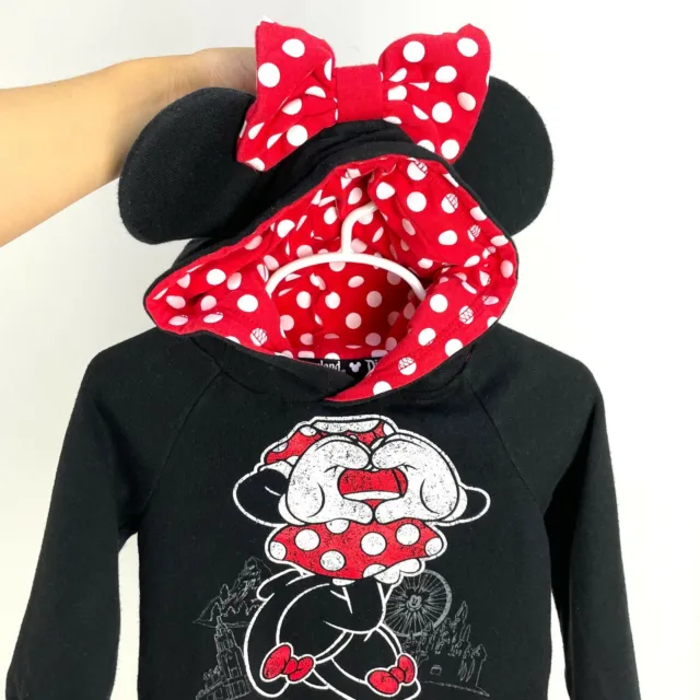 Disney Parks Hoodie 24m Toddler Girls Minnie Mouse Hood Bow Ears Sweatshirt Top