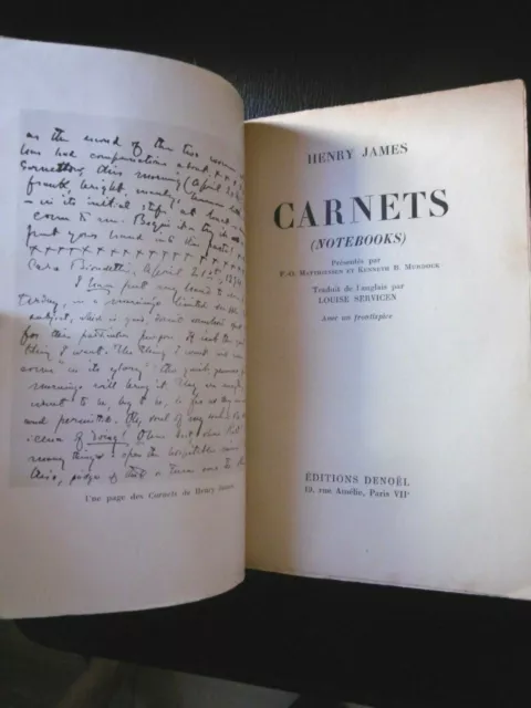 HENRY JAMES CARNETS Denoël 54 Louise Servicen littérature 6