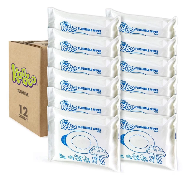 Flushable Wipes for Baby and Kids by , Unscented for Sensitive Skin, Hypoallerge