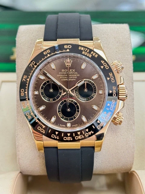 ROLEX DAYTONA 116515 18K Oro Rosa Cioccolato Quadrante Oysterflex Gomma Band B EUR 40.566 47 PicClick IT