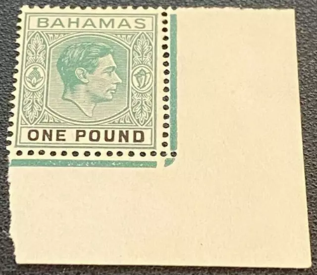 Bahamas Postage Stamp Sg157A £1 Blue Green & Black Corner Marg Un-Mounted Mint