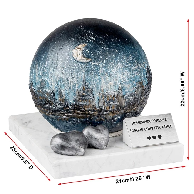 Denkmal Künstlerisch Urne für Asche Mit Mond Und Stadt Decor Cremate Beerdigung 2