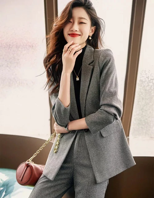 Veste Blazer Ensemble Blazer Gris COSTUME ENSEMBLE FEMME Bureau