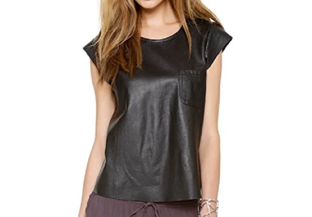 Joie Women's Rancher Leather Top, Caviar, Medium Joie Women's Rancher Leather Top, Caviar, Medium