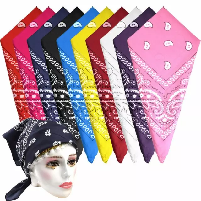 Women Fashion Paisley Bandana Square Head Scarf Neck Scarf Headwear-Five Pack