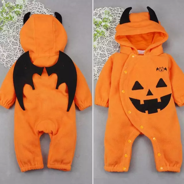 Bambino Neonato Vestito di Halloween Zucca Con Cappuccio Pagliaccetto di Un