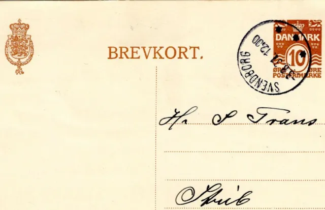 DÄNEMARK 1931 10 Öre Ziffer GA-Postkarte gestempelt Svendborg