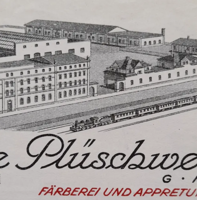 Alte Rechnung Briefkopf Hainichen Bei Chemnitz Sachsen Plüschweberei Ca 1935