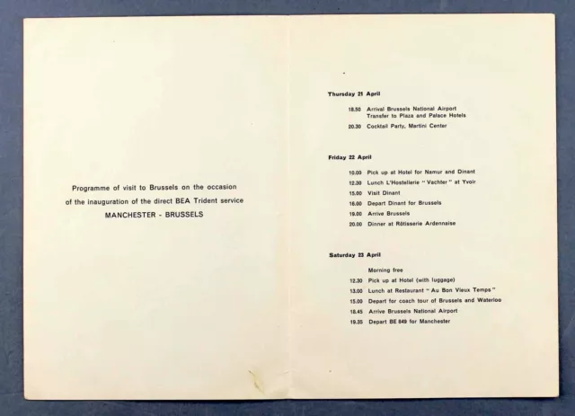 Bea British European Airways Inaugural Manchester Brussels Trident Flight 1966 2