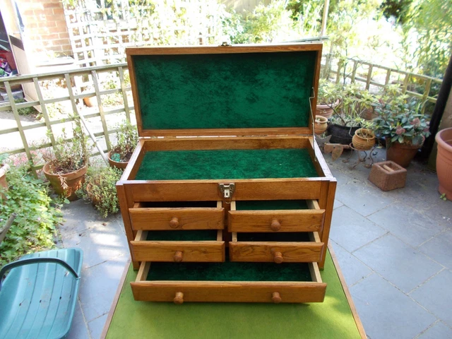 Vintage wooden Drawer Engineers tool Collectors sewing storage Cabinet Box