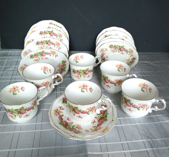 18 PIECE VINTAGE Fine Bone China Tea Set. Queens Rosina China. "Woman