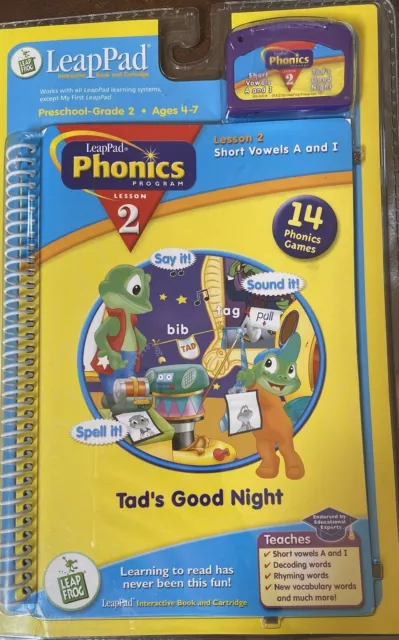 Leap Frog - Leap Pad Phonics Book & Cartridge "Tad's Good Night" Lesson 2 New