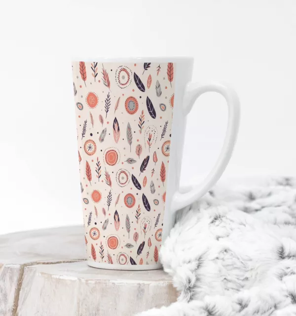 Cute Feathers Pink Tones Coffee Tea Latte Mug Cup 17 Oz Ceramic White by Mugzan