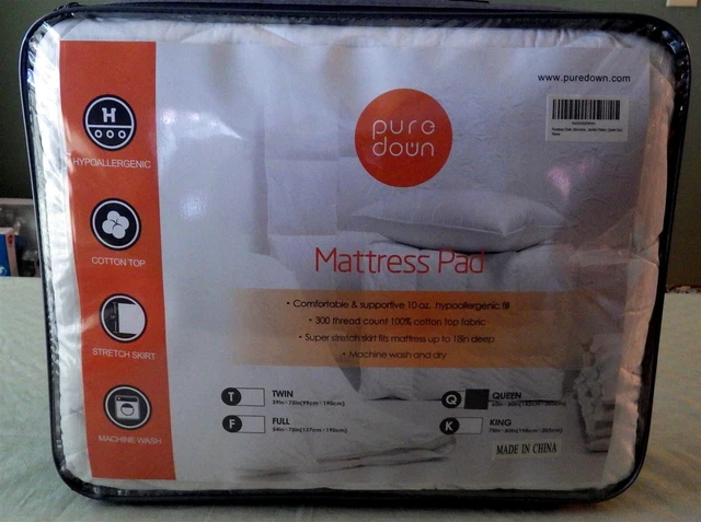 NIP Pure Down Queen Size Mattress Pad Bedding ~ 300 Thread Count ~ NEW!