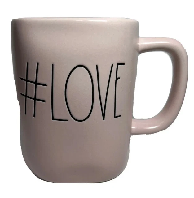 Rae Dunn Pink Ceramic Mug #Love Black Lettering NEW FREE POSTAGE