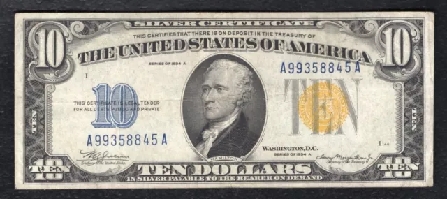Fr. 2309 1934-A $10 Ten Dollars “North Africa” Silver Certificate Very Fine+ (E)