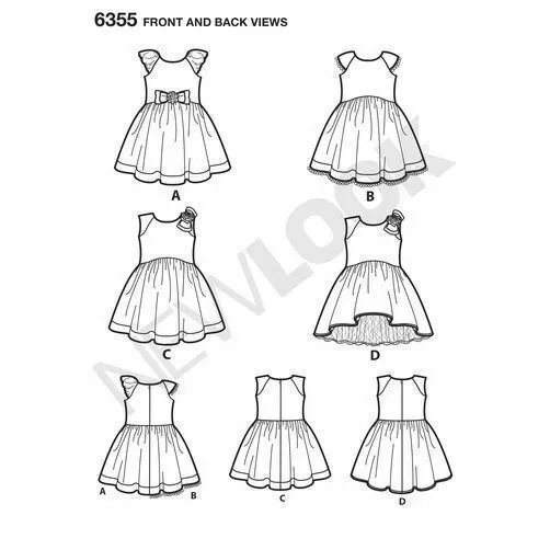 New Look Sewing Pattern 6355 Toddlers Girls Sz ½ - 4 Dresses Shaped Hem and Slip 3