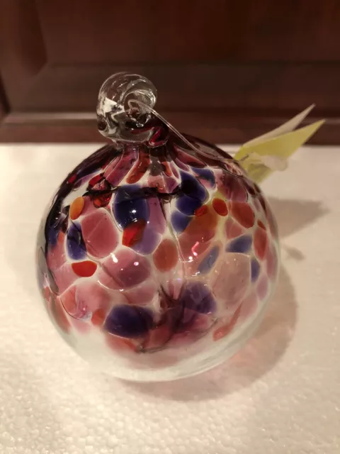 Kitras Art Glass Ball Tree of Enchantment Love 3” Ornament Hand Blown Canada NIB