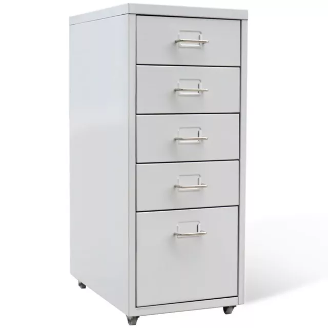 Mobile Filing Cabinet 5 Drawer File Storage Unit Office Document Organiser Steel