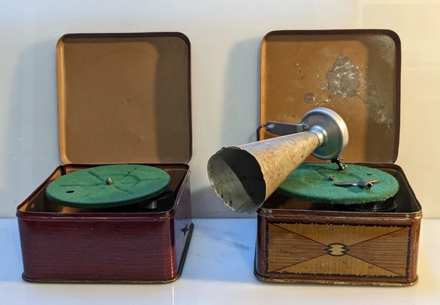 Jouet Ancien Gramophone Phonographe – Avec Disques Enfantins 78 Tours