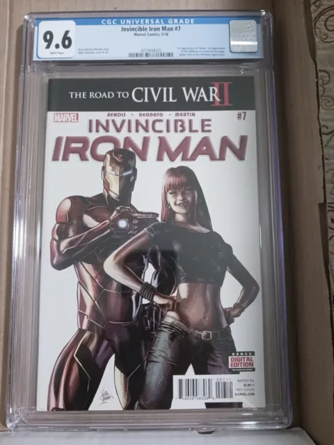 The Invincible Iron Man 7 CGC 9.6 1st Print 1st Cameo Appearance Riri Williams