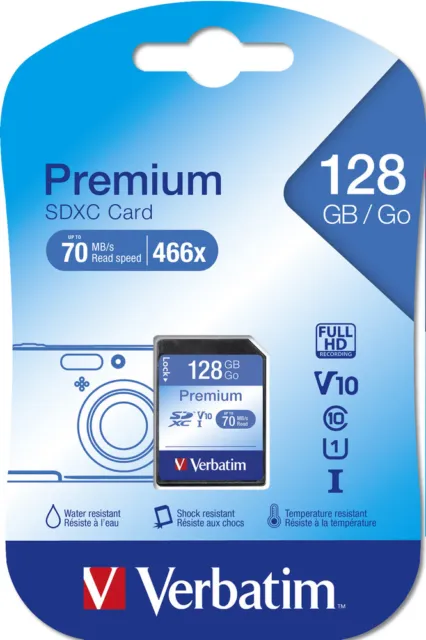 Verbatim SDXC Karte 128GB Speicherkarte Premium UHS-I Class 10