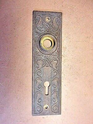 Eastlake Style Cast Iron Doorknob Backplate 5 1/2" x 1 1/2" w/Skeleton Keyhole