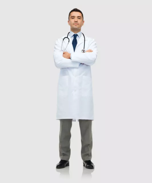 Professional Lab Coat for Men Women Full Sleeve Poly Cotton Long Medical XS-2XL 2