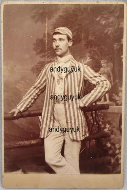 Cabinet Card Cricketer Cricket Uniform Sport Fawcett York Man Antique Photo Gay