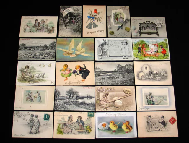 Lot A79 21 Cpa Paques Illustration Viennoise Belle Epoque Dessin Fantaisie