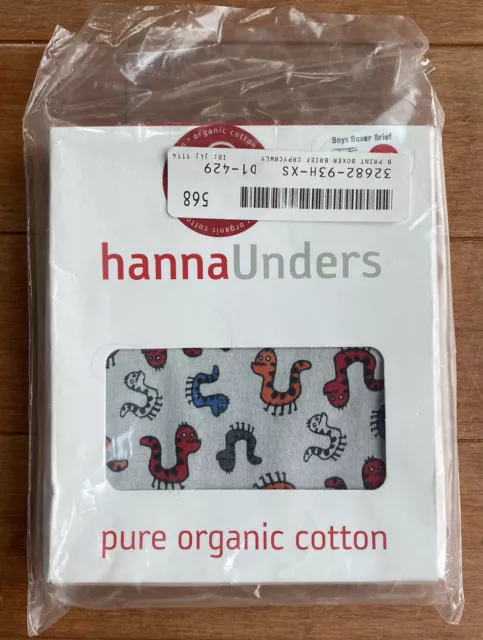 New! Organic Boys Hanna Andersson Unders Boxer Briefs 1 Creepy Crawler Size XS