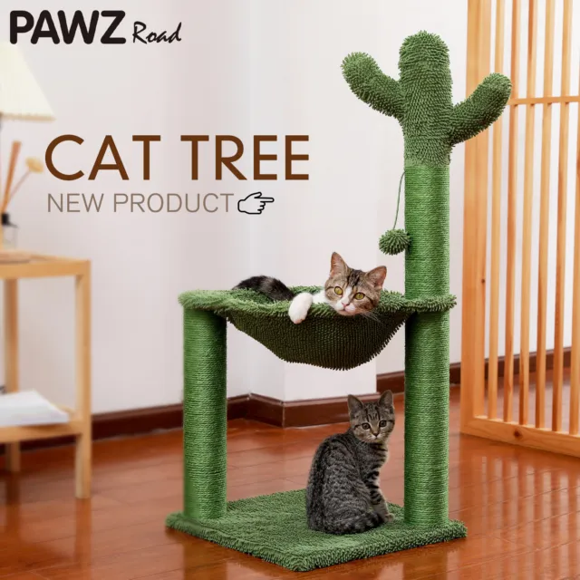 Cactus Cat Tree Scratching Post Tower with Hammock Cats Scratcher Pole Gym House