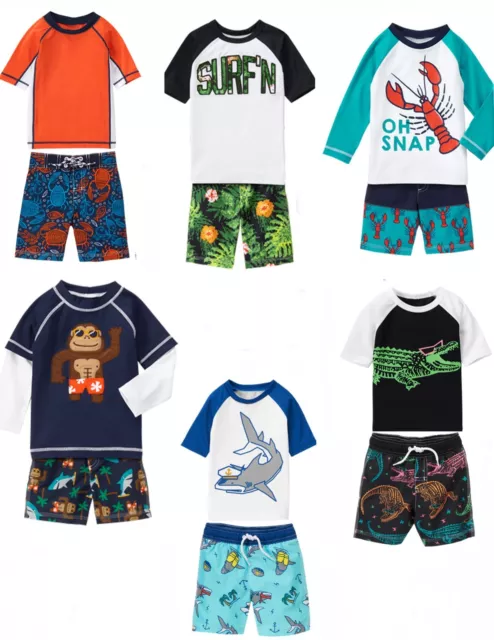 Gymboree Swim Sets-Rash Guard & Swim Trunks UPF 50+ 6 12 18 24 2T 3T 4T