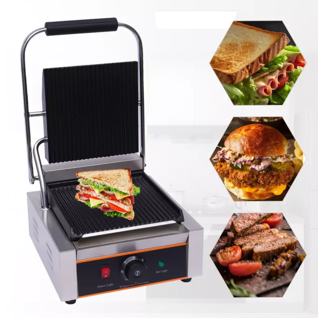 Elektrischer Sandwich-Pressegrill Edelstahl Kontaktgrill Einstellbar 0-300℃ 220V