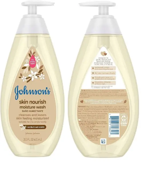 Johnsons Skin Nourish Moisture Wash, Gently Cleanses, Vanilla & Oat 20.3oz