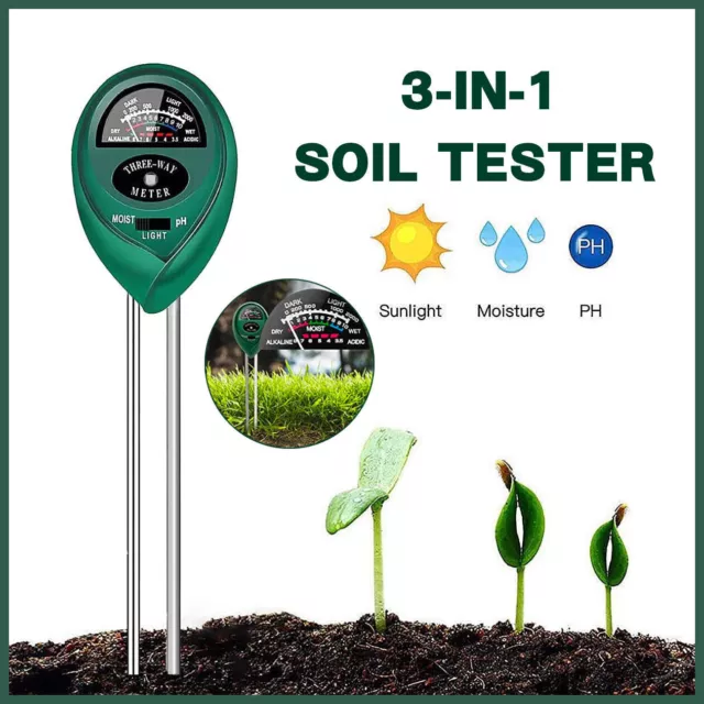 3 in 1 Soil PH Tester Water Moisture Test Meter Kit For Garden Plant Testing AU