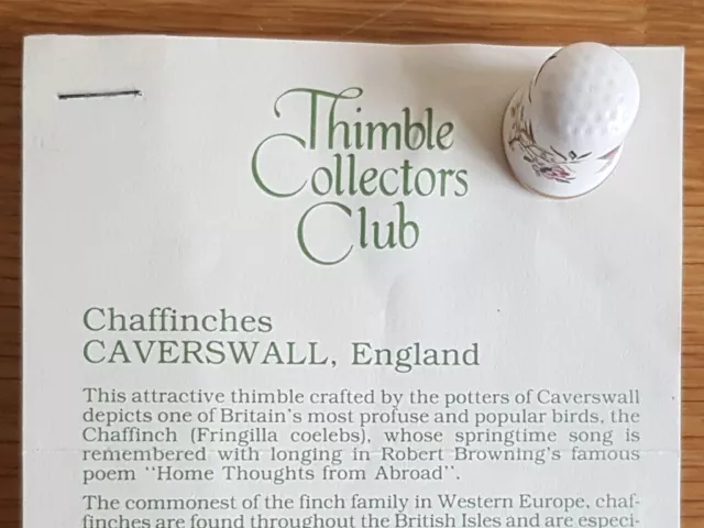 THIMBLE COLLECTORS CLUB, Chaffinches Caverswall, England 2