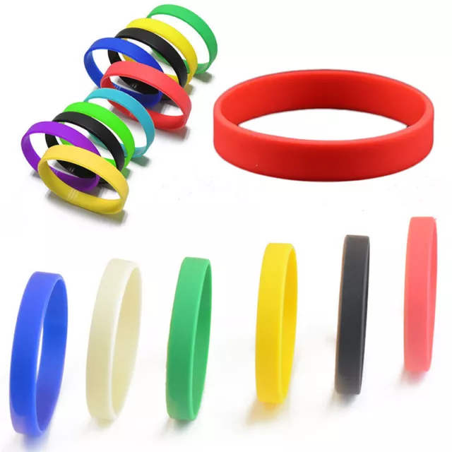 Silicone Sports Bracelet Bangle Rubber Fashion Mens Womens Cuff Wristband Acc 3