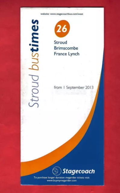 Bus Timetable - Stagecoach West - 26: Stroud to France Lynch - September 2013