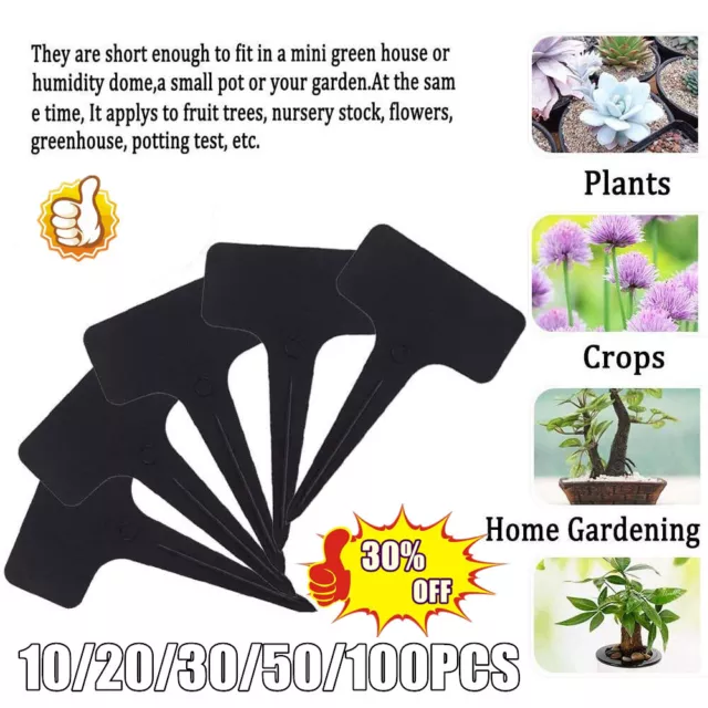 10-100 pcs Plant Labels Black T Type Markers Plastic Garden Tags Outdoor 10*6cm