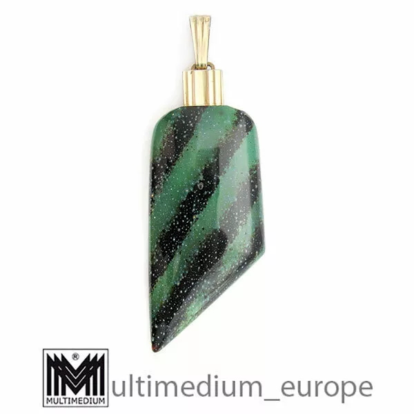 Art Deco Pracht Anhänger WMF Ikora Glas Schmuck grün marmoriert pendant myra