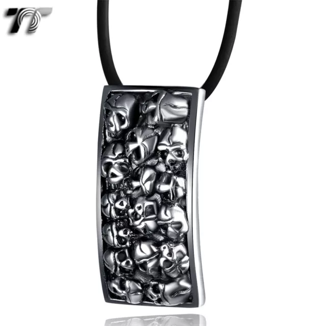 TT 316L Stainless Steel Skull Dog Tag Pendant Necklace (NP108)